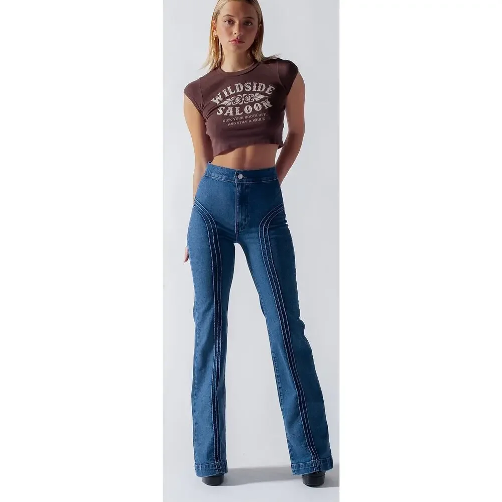 Revice Rollergirl Flares / Blue Clue Wash, size 25, MSRP $120 - Picture 1 of 16